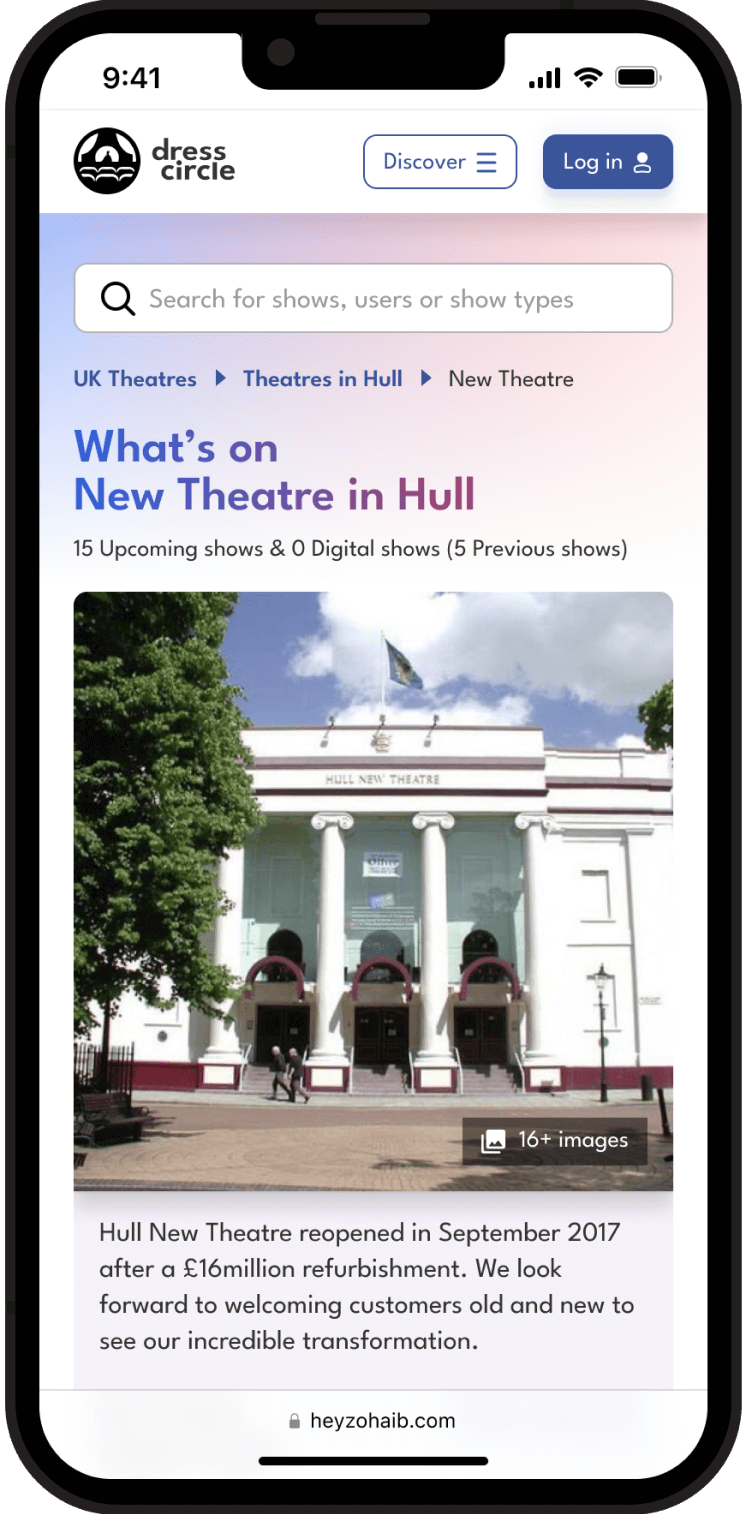 Keeping theatre info leading to address above the fold specially for users coming from show pages