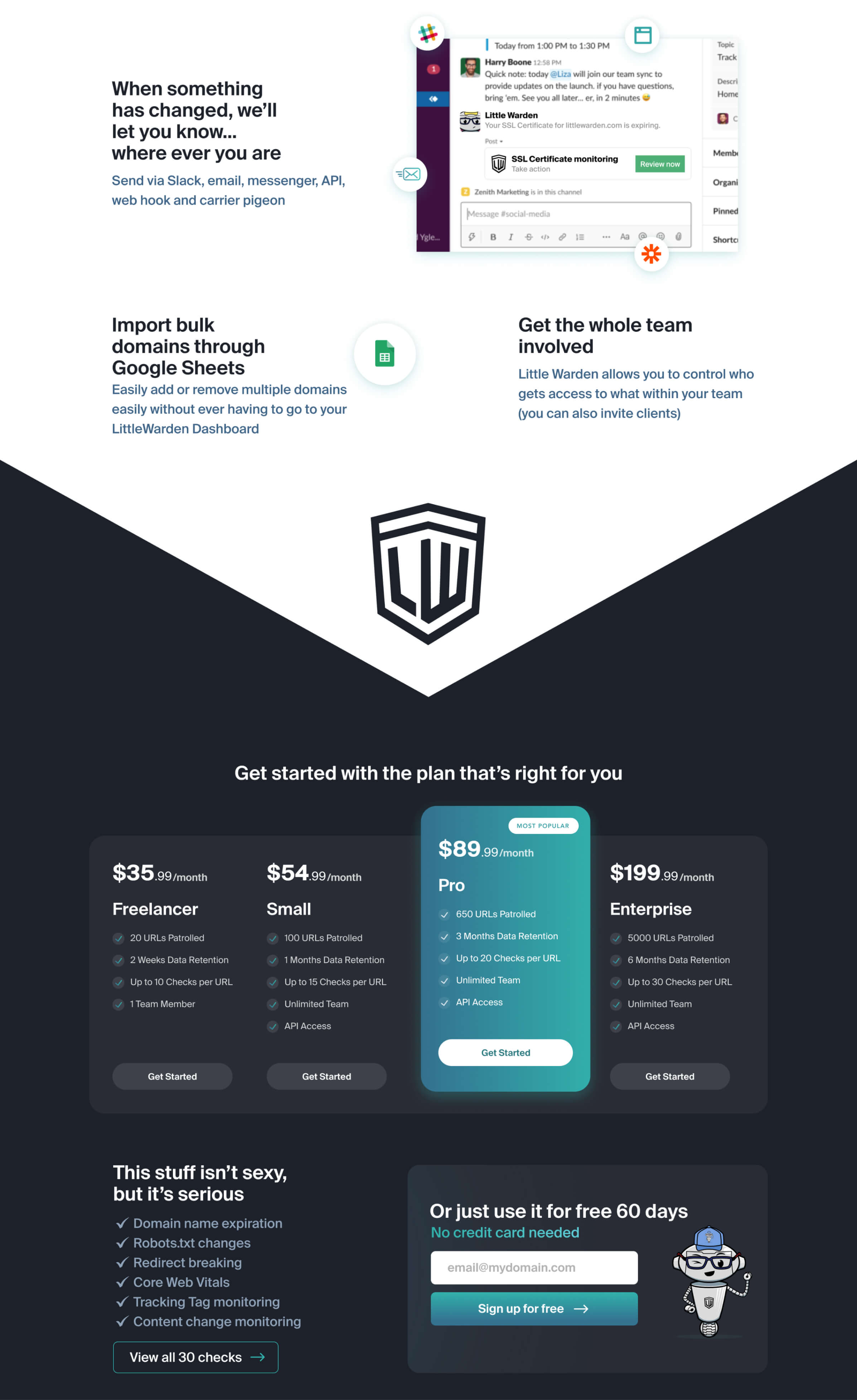 Landing page design for Little Warden part 3 of 3